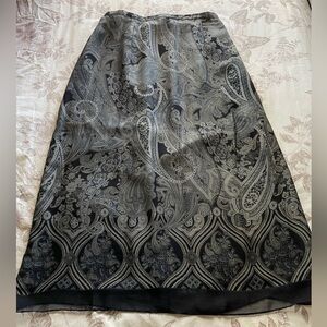 Vintage Lane Bryant Paisley Mesh Overlay Midi Skirt 14/16 Fairy Boho Officecore